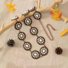 Vintage Punk Style Hollow Flower Waist Chain For Women, Fashion Retro Waist Decorative Chain, Sexy Zinc Alloy Rhinestone Waist Belt, Versatile Accessory For Dresses, Jeans, All Seasons