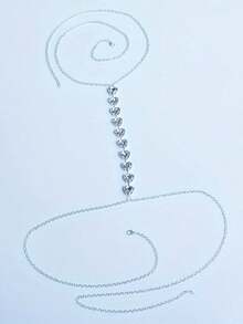 Elegant Sparkling Multi-Layer Heart Crystal Pendant Necklace - Silver - View 2