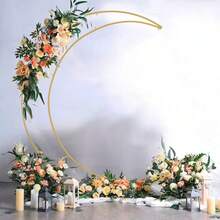 6.9ft Golden Moon Wedding Arch Backdrop Stand, Metal Crescent Moon Arch For Wedding Ceremony, Bridal Shower, Birthday Party, Anniversary Backdrop Decoration, Indoor & Outdoor Use,Halloween Decoration - 金色的 - 查看 9
