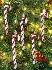 6 đồ trang trí kẹo que Giáng sinh - Mặt dây chuyền trang trí cây thông Noel lễ hội, đồ thủ công kẹo que, phụ kiện vòng hoa tự làm và đồ dùng cho bữa tiệc ngày lễ, Giáng sinh - Nhiều màu - Xem 2