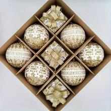 9pcs Plastic Christmas Tree Ornaments, 3.15 Inch Round Hanging Decorative Balls, No Electricity Or Battery Needed, Perfect For Christmas Decorations, Christmas Gifts, Birthday Gifts, Party Decorations, Birthday Decorations, Room Decor, Home Decor, Bedroom Accessories, Home Accessories And Holiday Essential ﻿ - Multicolor - View 8