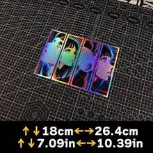 4pcs Anime Girl, JDM, Japanese, Otaku, ACGN Vaporwave Themed Laser Holographic Stickers, Suitable For Cars, Motorcycles, Laptops, Skateboards, Refrigerators, Nostalgic Decor