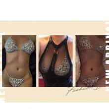 1 套银色水晶水钻身体链首饰，性感闪亮比基尼文胸内衣派对身体配饰，合金和水钻，奢华水钻文胸配饰，迷人心形几何性感夜总会女士私密配饰 - 彩色 - 查看 8