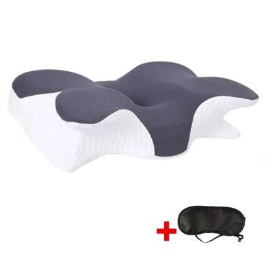 Ergonomic Memory Foam Pillow For Neck Shoulder Pain Relief Sleeping Side Sleeper Navy/Gray