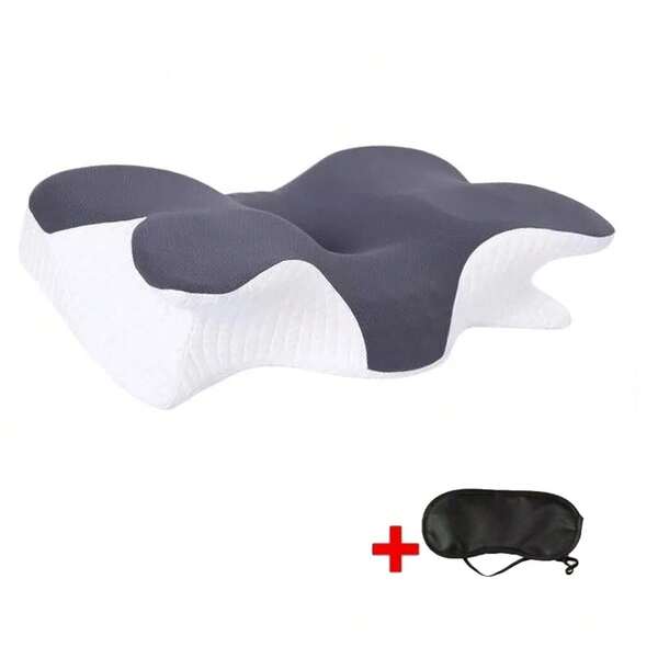 Ergonomic Memory Foam Pillow For Neck Shoulder Pain Relief Sleeping Side Sleeper Navy/Gray