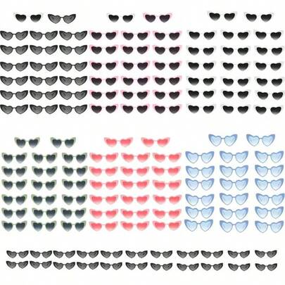 20/40/52 Pairs Retro Heart Shaped Party Glasses, Women Single Party Glasses, Wedding Party, Mother's Day Gift, Party Supplies