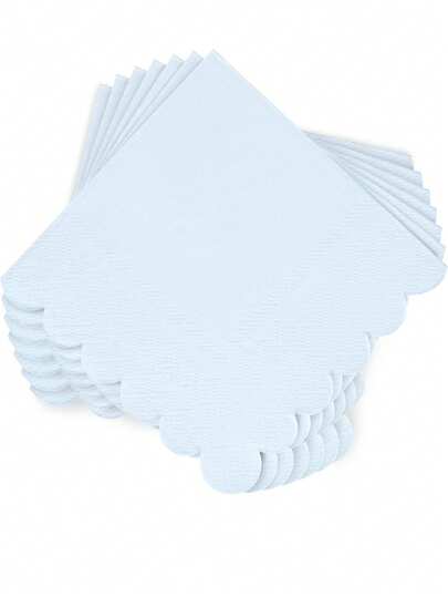 25pcs 13"X13" Disposable Light Blue Floral Napkins, Suitable For Party Decoration, Theme Parties, Cocktail Events, Dinner, Wedding, Dessert