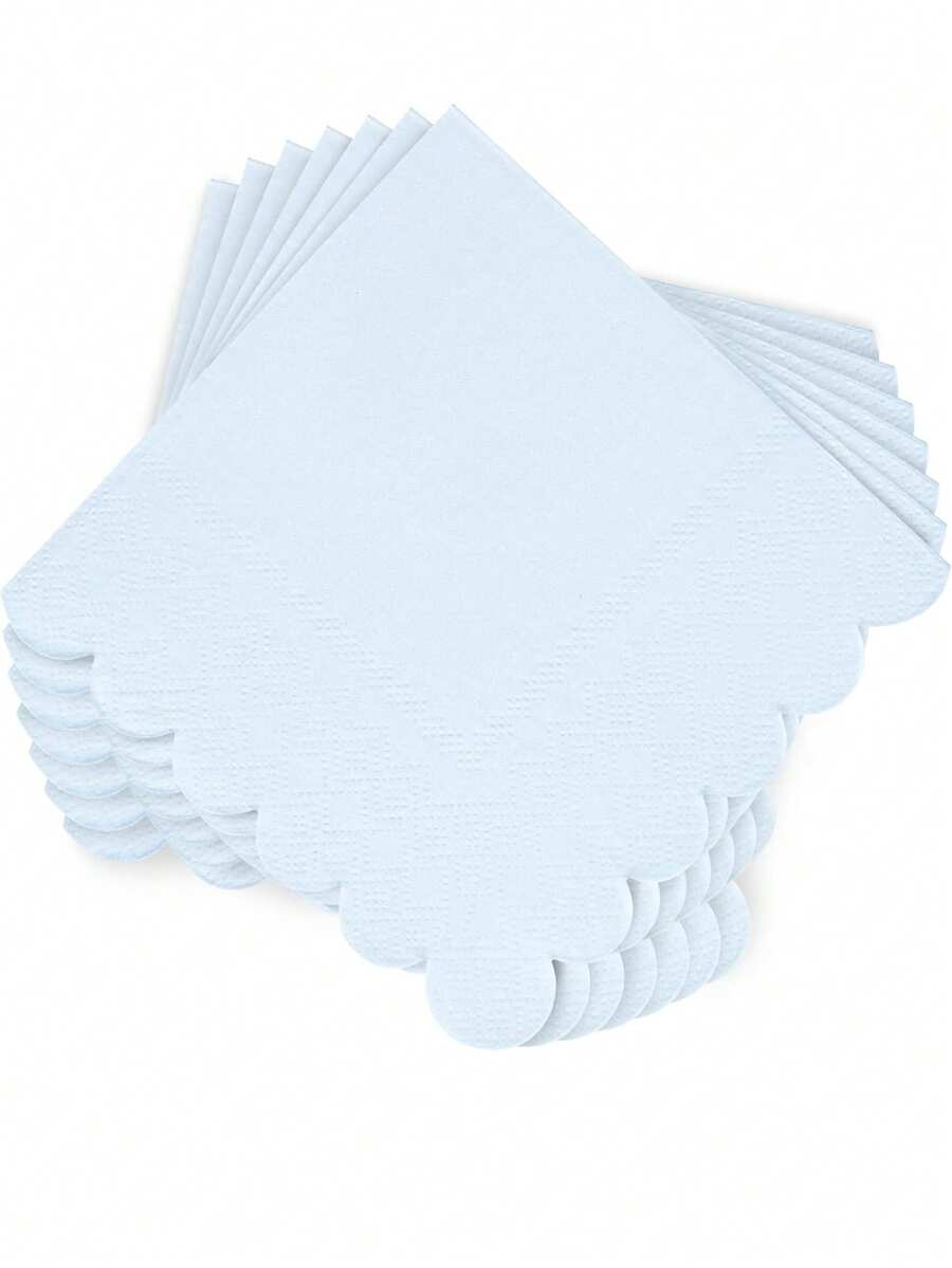 25pcs 13"X13" Disposable Light Blue Floral Napkins, Suitable For Party Decoration, Theme Parties, Cocktail Events, Dinner, Wedding, Dessert - Blue - View 1