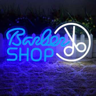 1pc Acrylic Backboard LED Neon Sign Logo Light, Adjustable Brightness, For Barbershop, Beauty Salon, Bar, Club, Wall Decor, Neon Night Light Sign