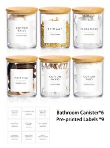 1/2/3/4/6 包 Qtip 支架分配器梳妆台药瓶带盖，化妆圆垫/牙线签架，浴室必备罐子配件浴室整理罐梳妆台整理器