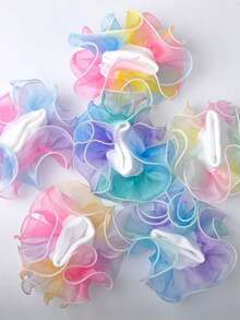 1 Pair Girls' Ruffle Trim Socks, Princess Baby Dance Rainbow Lace Socks - Multicolor - View 5