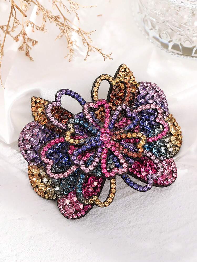 1pc Rhinestone Butterfly Spring Clip Hair Accessory, Suitable For Daily Wear, Claw Clips, Hair Claws, Hair Slide, Hair Barrettes, Clips For Hair, Hair Accessories, French Clip, Looks Of Party, Head Accessories, Hairpin - Multicolor - View 2