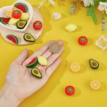 5/10pcs Fruit Silicone Beads, Patterns Include Tomato, Avocado, Lemon, Watermelon And Orange, For DIY Jewelry, Keychain, Bracelet, Necklace And Crafts