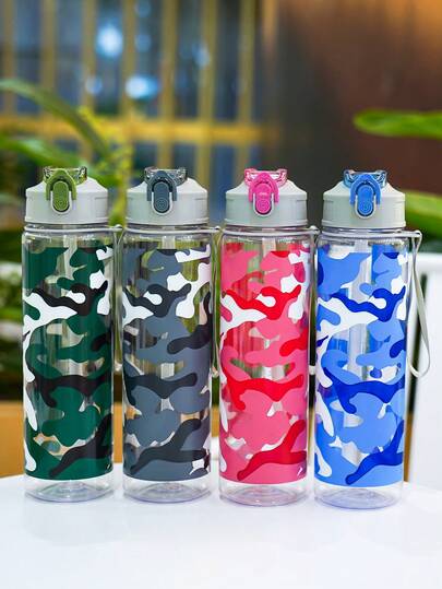 1pc 26OZ(~750ml) Outdoor Sports Water Bottle, Camouflage Themed Print, Suitable For Outdoor Activities, Running, Fitness, Cycling