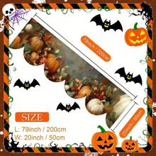 1pc/72pcs Autumn Harvest Festival Thanksgiving Blue Pumpkin Maple Leaf Pattern Fireplace Towel - Autumn Themed Polyester Table Runner, Perfect For Home Living Room Decoration, Tablecloths, Flags, Banners, And Fireplace Covers, Autumn Home Decor