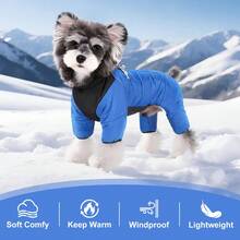 Vindtät reflekterande jacka med fyra ben, justerbar kardborreband för utomhusbruk, snöjacka för små/medelstora hundar, med koppelring för promenader