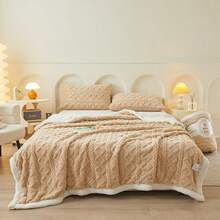 2-Ply Reversible Sherpa Fleece Blanket, Warm Blanket Suitable For Sofa, Bedroom, Living Room, Multi-Purpose - Coffee Brown - View 4