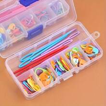 61 Stücke Häkel- und Strickzubehör-Set - Mehrfarbige Patchwork-Maschenmarkierer, Kunststoff-Nähnadeln, für Weben, Nähen und Stricken DIY-Basteleien, inklusive mehrerer Aufbewahrungsboxen