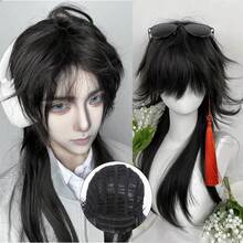 黑色金发长直假发合成马尾假发狼尾蓬松层次男女假发适合日常派对洛丽塔角色扮演假发 65 厘米 - 彩色 - 查看 10