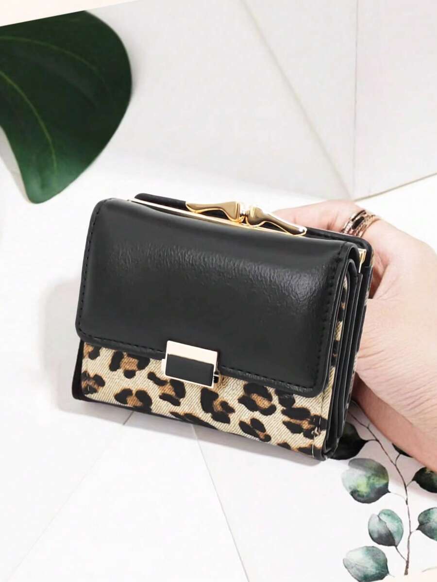 Leopard Print Snap Closure Short Women Wallet Tri-Fold Multi-Function Purse For Women Wallet Mini Wallet Purse Wallet Cheetah Print Small Wallet Cute Wallet Fall Wallet Autumn - Coffee - View 1