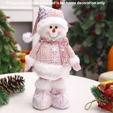 1pc Adjustable Height Charming Pink Snowman, Santa Claus & Reindeer Christmas Decor, Holiday Home & Office Decoration, Christmas Ornament, Window Display Prop, Thanksgiving & Christmas Gift