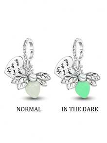 Pingente Bola de Charme de Abelha Luminosa de Prata Esterlina 925, Adequado para Pulseiras DIY Joias Femininas