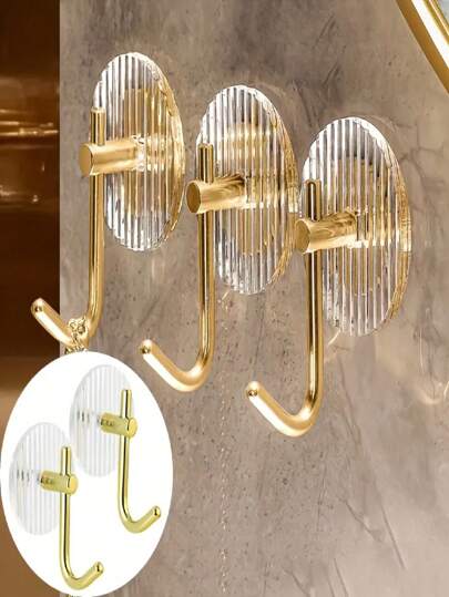 1pc No Drill Adhesive Hooks, Acrylic Luxury Wall Hooks, Bathroom Towel Hooks, Kitchen Organizer Hooks, Coat Hanger Hooks, No Trace Strong Adhesive Wall Hooks