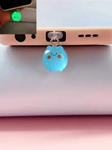 1pc Glow-In-The-Dark Resin Smiling Cat Pendant Phone Dust Plug Charm, Phone Decoration