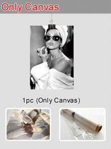 1张复古海报，女性墙面艺术，黑白女孩印花，复古时尚照片，老艺术品，海报，时尚墙面装饰（不含框） - 淺灰色 - 查看 9