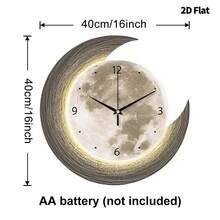 2D Flat, 1pc Modern Creative Moon Art Decorative Wall Clock, Super Silent Quartz Movement, No Ticking Sound, Decorative Clock For Living Room, Bedroom, Office, Kitchen And Cafe, Perfect For Christmas, New Year, Valentine's Day Gifts - Multicolor - View 14