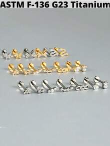 1PC G23 Titanium Marquise Zirconia Labret Lip Studs Internal Thread CZ Snake/Butterfly/Flower Ear Cartilage Tragus Helix Earring Lobe Piercing Jewelry - As Shown - View 5