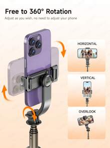 TOKQI 三合一迷你自拍杆三脚架带补光灯和无线遥控器 - 口袋大小，可扩展手机支架用于 Vlog/直播，通用兼容 Android 智能手机，兼容 Android 手机，适用于暑假、旅行、补光灯、户外活动、直播 Vlogging 设备 - 黑色 - 查看 8