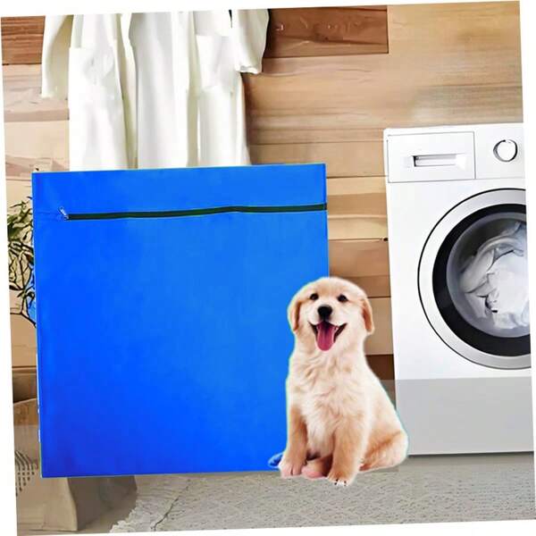 حقيبة غسيل الحيوانات الأليفة كبيرة الحجم باللون الأخضر/الأزرق الياقوتي - حقيبة فصل تنظيف مستلزمات الحيوانات الأليفة - قماش أكسفورد 210D قوي - طبقة عازلة للماء من البولي يوريثان الفضي، حقيبة عزل الشعر - غطاء واقي مقاوم للماء قابل لإعادة الاستخدام بسحاب - متعدد الاستخدامات