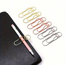 6pcs Random Color Love Metal Pen Holder, Notebook Multifunctional Bookmark, Paper Clip Stationery Tool. Essential Supplies For Home School Office - 6pcs - View 3