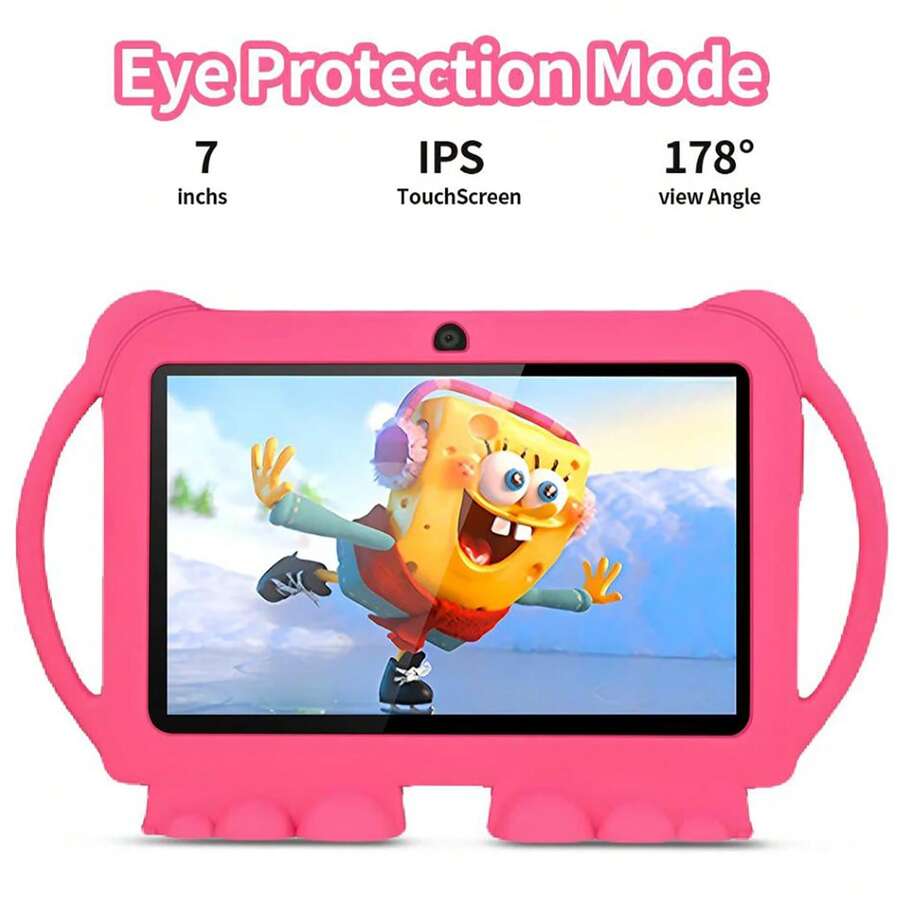 Tableta Android 13 de 7 pulgadas para niños, procesador Quad-Core A133, 3GB RAM + 32GB ROM, control parental, cámaras duales de 0.3MP + 2MP, WiFi 2.4G, batería de 3500mAh, con funda protectora - Rosa - Ver 1
