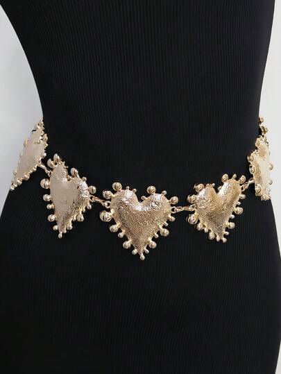 1pc Vintage Exaggerated Big Heart Waist Chain, Punk Style Dress Accessory For Women