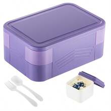 1pc 1550ml Lunch Box, Large Capacity Bento Box With 7 Compartments (Double-Layer Design), Lunch Food Container With Cutlery, Sauce Jar, Microwave & Dishwasher Friendly, Suitable For Adult Men And Women, School, Camping, Food Storage, Restaurants, Back To School Gifts, Kitchen, Christmas Gifts - Multicolor - View 12