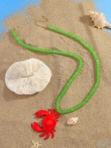 2025 圆形串珠螃蟹吊坠项链 - 异想天开的可爱动物珠宝，适合春夏、轻盈的海滩度假和海边日常佩戴