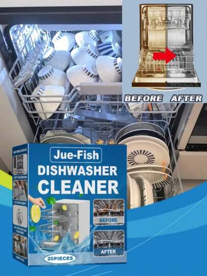 20pcs Dishwasher Cleaning Tablets - Make Dishes Sparkling, Extend Appliance Lifespan, Keep Kitchen Clean & Fresh, Dishwasher Maintenance | Dynamic Anti-Splash Design | Powerful Cleaning Formula Reduces Limescale, Dishwasher Cleaner, Kitchen & Dining Dishwasher Descaler, Random Old/New Models