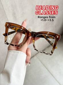 1pc/4pcs New Stylish Exaggeration Oversized Popular Design Women Reading Glasses 6 Diopter Options, +1.0 To +2.5Magnification, As Office, Reading, Gift For Parents, Holiday Gift, Daily Life - trong suốt - Xem 24