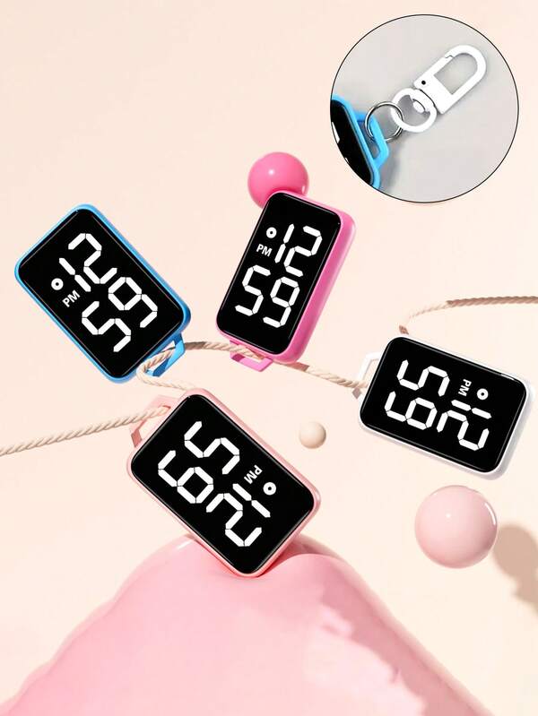 1pc Creative Personalized Card Clock Keychain Wall Watch Electronic Screen Pocket Watch New Student Fashion Square Large Screen Electronic Watch Special Practical Keychain Tool Function Keychain Bag Pendant Car Keychain Keychain Accessory Small Pendant Couple Keychain Boy And Girl Gift Friend Gift Event Souvenir. Suitable For Nurses, Students, Candidates, Office Workers, Mountaineering, Business Trips, And Travel.