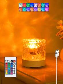 1pc Bedroom RGB Night Light With Dynamic Lighting Effect, Cylindrical Water Wave Design, Bedroom Ambiance Lighting, Projection Lamp, USB Powered, 3 Colors/16 Colors Options, Rotatable Light Color, Suitable For Birthday Photo, Outdoor Camping, Bedroom, Room, Corridor, Home Decor, Christmas Decor, Christmas Lights, Christmas, Home Decor Living Room, Lamp, Lighting