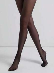 1 Stück Damen Super Dünne Schwarze Vertikale Gestreifte Enge Leggings, Atmungsaktive Schwarze Strumpfhose, Sexy Unsichtbare Hochwertige Strumpfhose