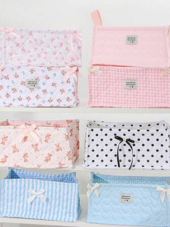 1個 メイクアップ収納バッグ スキンケア収納バスケット 正方形収納バスケット レース フラワー デスクトップ収納バッグ キルト収納バスケット かわいい収納フレーム メイクブラシ&スキンケアバスケット、収納バスケット ごみ箱ラック 学習デスク用品 整理 コスメ収納バスケット スナック雑貨収納 多機能ランドリーバスケット