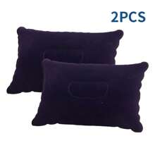 1pc Portable Inflatable Pillow For Outdoor Camping And Nap, Disposable Backrest Cushion, Velour Throw Pillow, Travel Pillow, Car Cushion, Bedding, Home