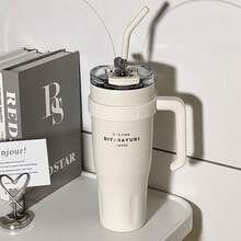 40OZ/1200ML SITARAYURI Double Wall  Bottle For Father's Day, With Handle And Straw, Large Capacity Portable Cup For Hot And Cold Dual Use, 1200ml Steel  Bottle, Suitable For Hot Or Cold Drinks, Suitable For Camping, Outdoor Activities, Driving, Sports, Fitness And Holiday Gifts. - 優質款隨機色 - 查看 7