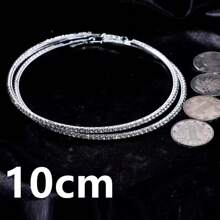 1 Pair Oversized Rhinestone Hoop Earrings, Dramatic European & American Style Earrings For Street Dance, Hip Hop, Bridal, Multiple Sizes