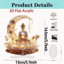 Tượng Phật bằng vàng 2D phẳng, thanh lịch với hoa sen trang trí bằng acrylic - Đồ trang trí để bàn yên bình với thiết kế đèn, phù hợp cho nhà và vườn, hoàn hảo cho lễ kỷ niệm ngày lễ mùa đông, thiết kế phẳng 2D phù hợp cho 11 lễ hội - Nhiều màu - Xem 10