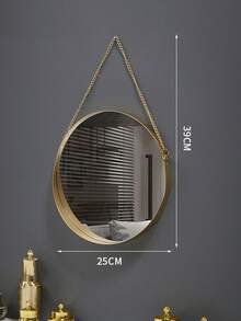 1 件壁挂镜子金色几何镜带链条装饰梳妆镜玄关装饰镜浴室墙镜梳妆镜适用于浴室卧室客厅拱门