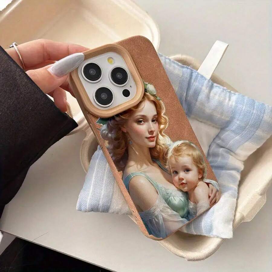 Amor de la Madre Día de la Madre Impreso Escalera de Moda Piel de Oveja Teléfono TPU, 15 PRO 16 PRO 14 PLUS 13 RRO 12 11 PRO XS X XR Teléfono Móvil de Moda, Dando SHJC3190 - Caqui - Ver 1